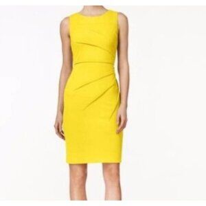 NWT Calvin Klein Starburst Scuba Yellow Sheath Dress Size 10